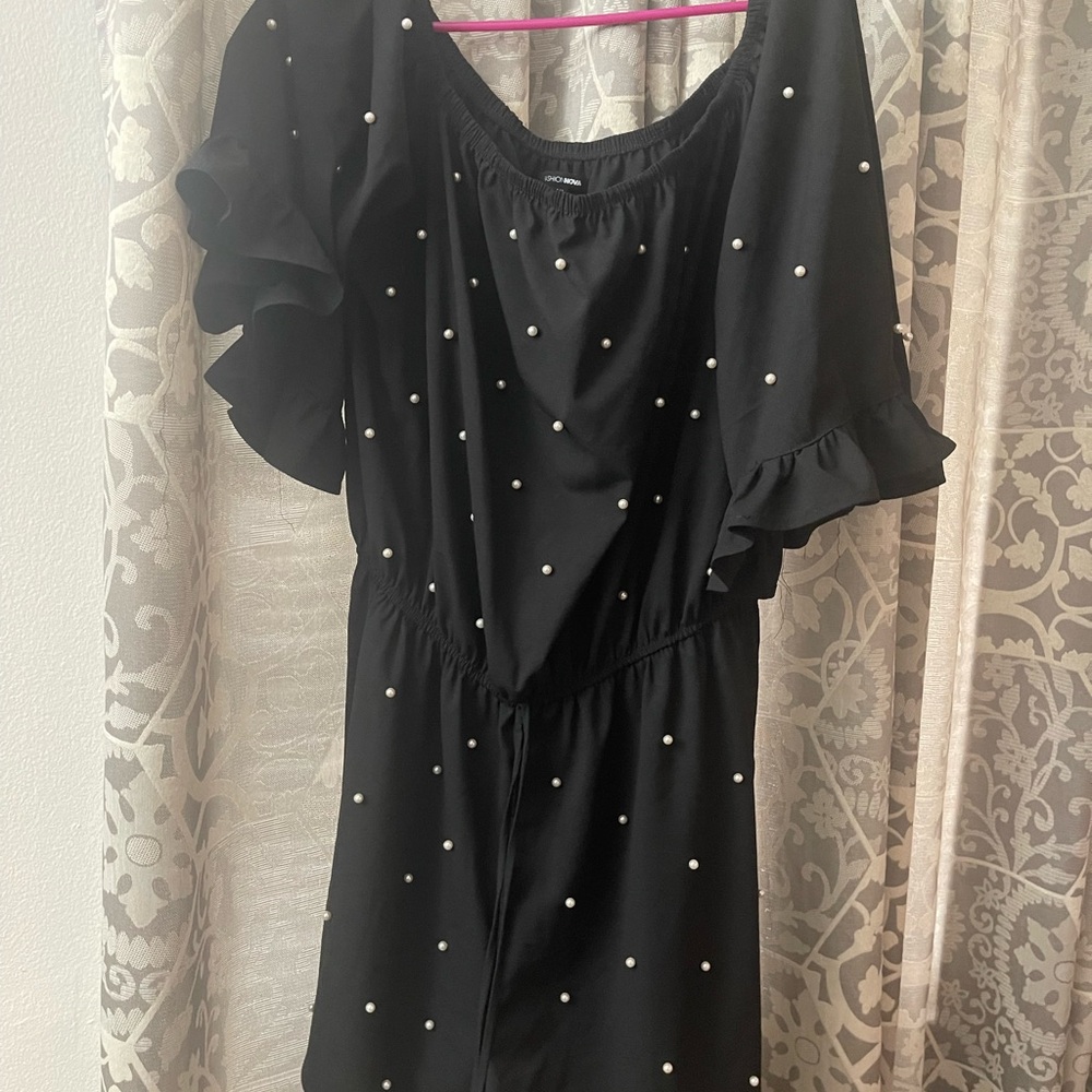 Fashion Nova Black Ruffled Tiered Midi Jumpsuit